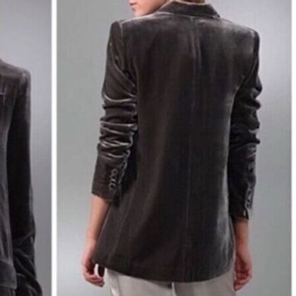Club Monaco Gray Silk Blend Velvet Blazer Xs - Picture 10 of 10